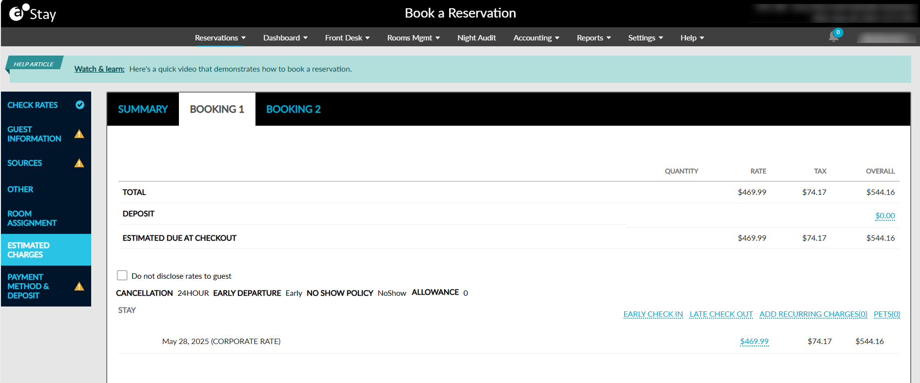 Book a Reservation Screen Changes