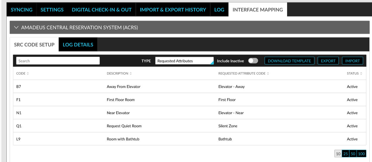 Map Special Request Codes Sent from ACRS in Stay