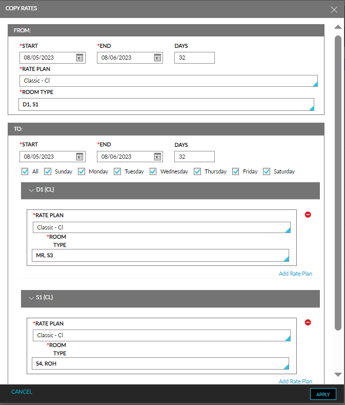Different Copy Rates Copy Rates from One Rate Plan to Another
