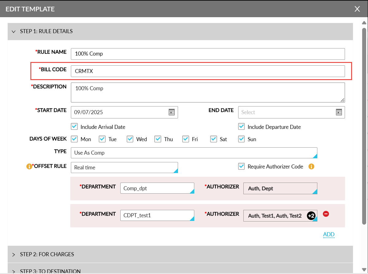 Rotuing Code Listing Screen Add a New Routing Rule