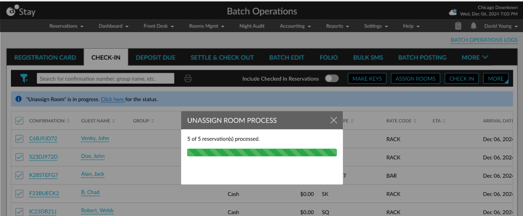 Batch Operations Screen