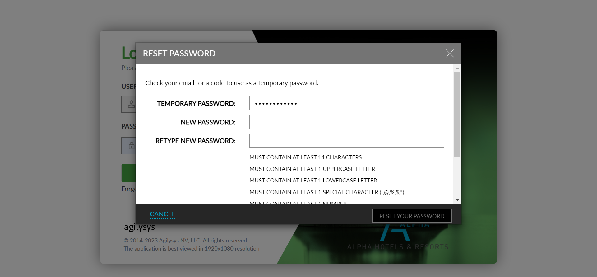 Set Temporary Password Resetting Password