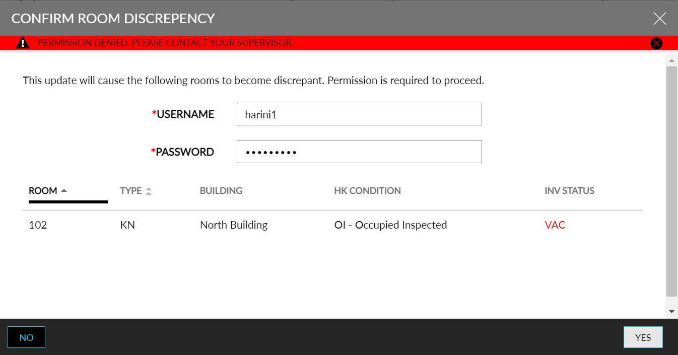 Room Discripancy Ability to Update Housekeeping Conditions for Discrepant Rooms