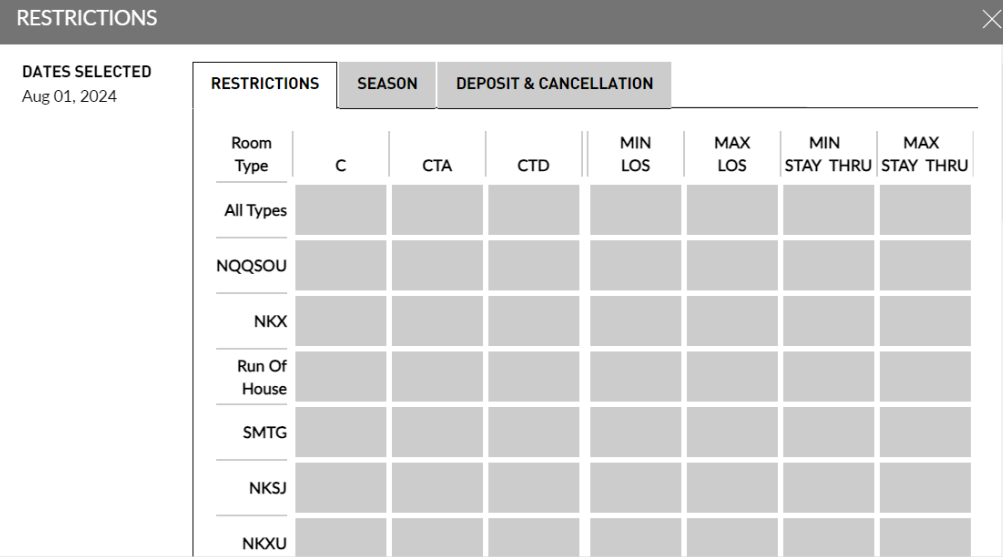 Restriction Stay Configure Stay Through Restrictions