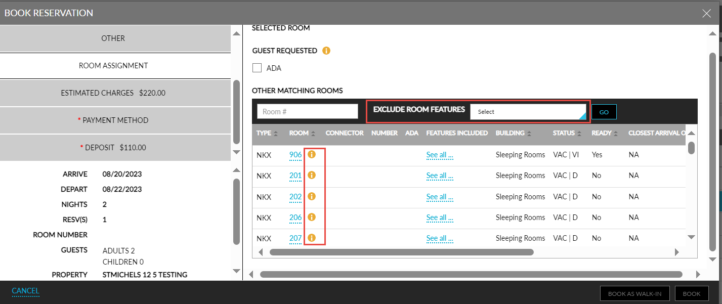 Exclude Rooms with Select Room Features from Auto Room Assignment