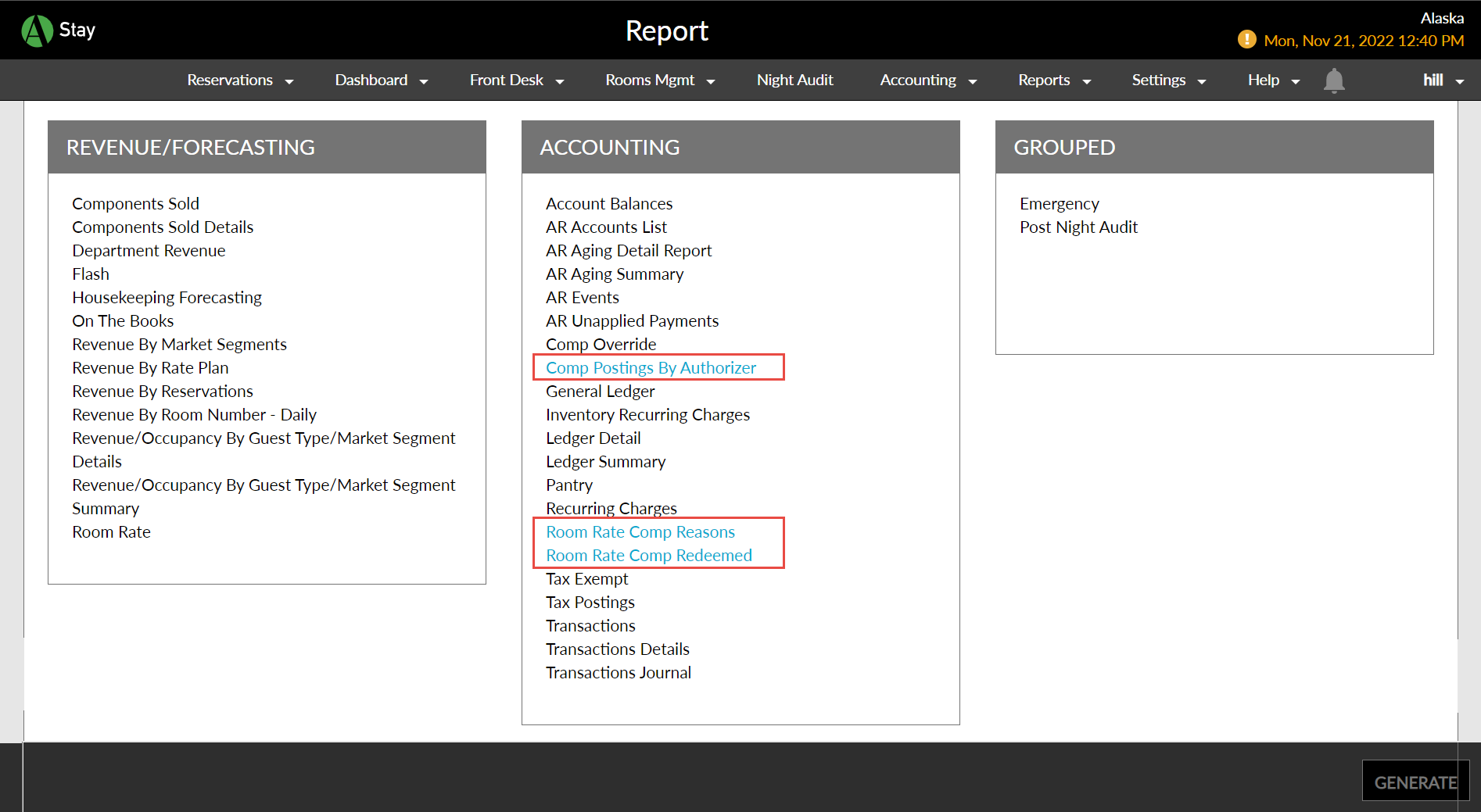 Modifications in Accounting Legacy Reports